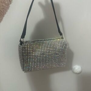 Elegant Silver Crystal Embellished Women's Bag